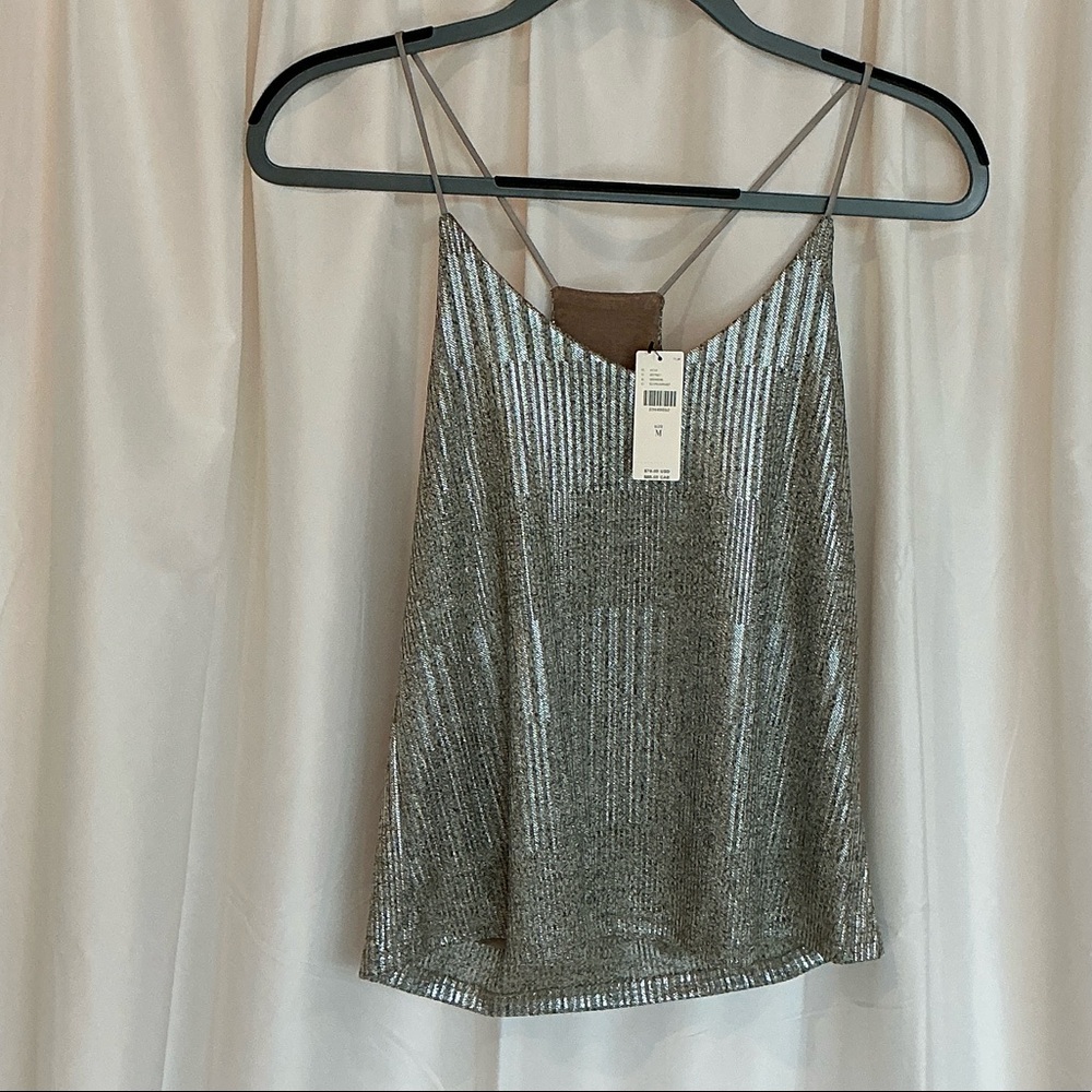 *NWT* Bishop + Young Metallic Silver Camisole- Size Medium